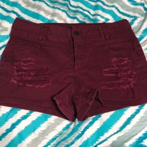 Maroon distressed shorts (Blue Spice)